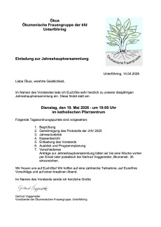 Einladung Jahreshauptversammlung