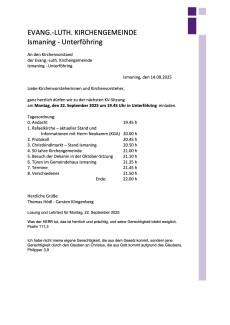 Einladung KV-Sitzung September 2025