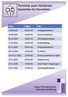 Terminübersicht II. Halbjahr 2025